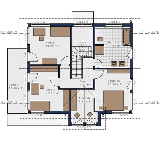 Fertighaus Solitaire-E-165 E4 von Schwabenhaus Schlüsselfertig ab 402657€, Satteldach-Klassiker Grundriss 2