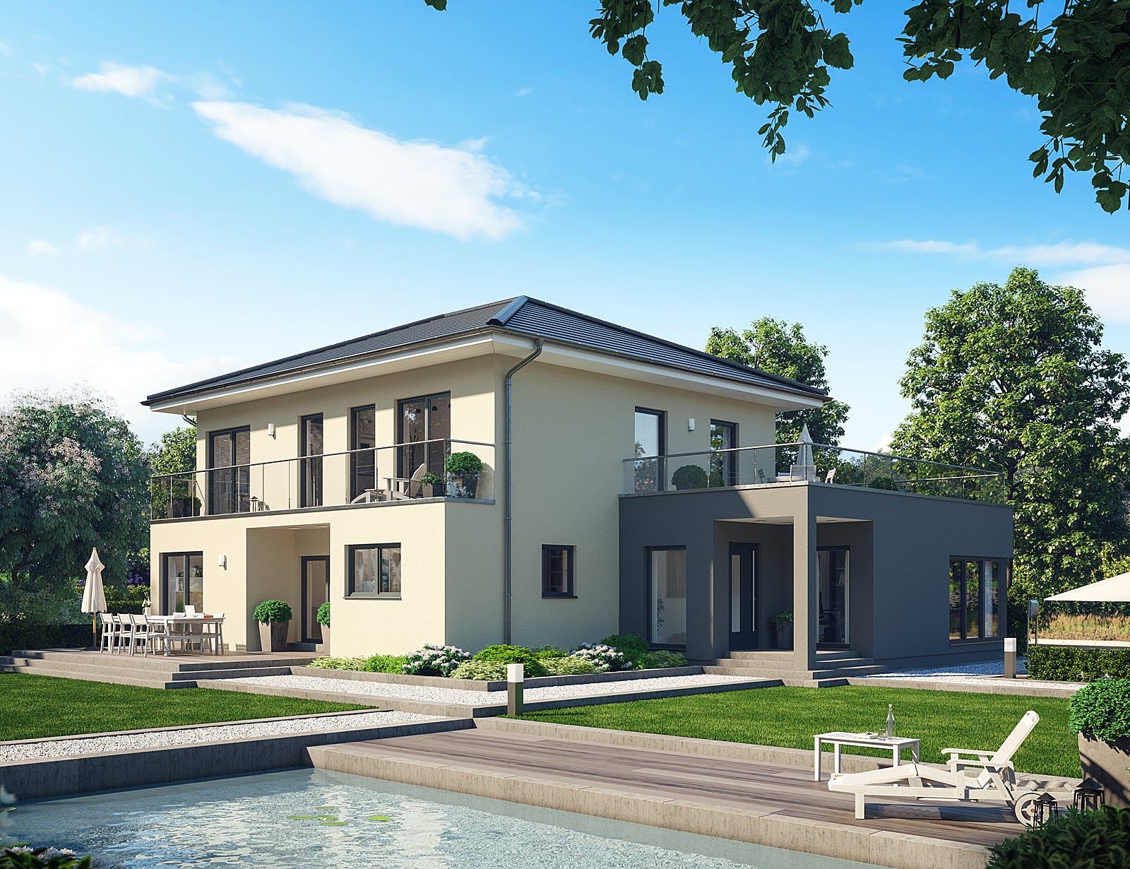Fertighaus Solitaire-E-165 E7 von SCHWABENHAUS Schlüsselfertig ab 436257€, Stadtvilla Außenansicht 1