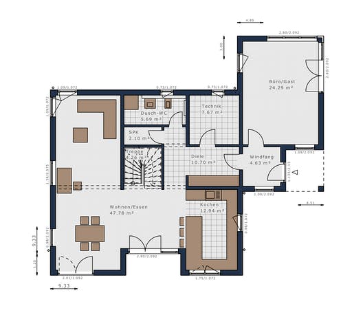 Fertighaus Solitaire-E-165 E7 von Schwabenhaus Schlüsselfertig ab 436257€, Stadtvilla Grundriss 1