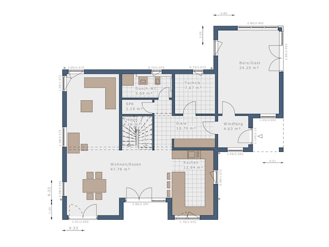 Fertighaus Solitaire-E-165 E7 von SCHWABENHAUS Schlüsselfertig ab 469839€, Stadtvilla Grundriss 1