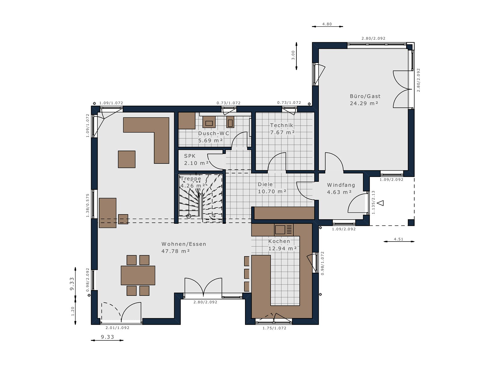 Fertighaus Solitaire-E-165 E7 von SCHWABENHAUS Schlüsselfertig ab 436257€, Stadtvilla Grundriss 1