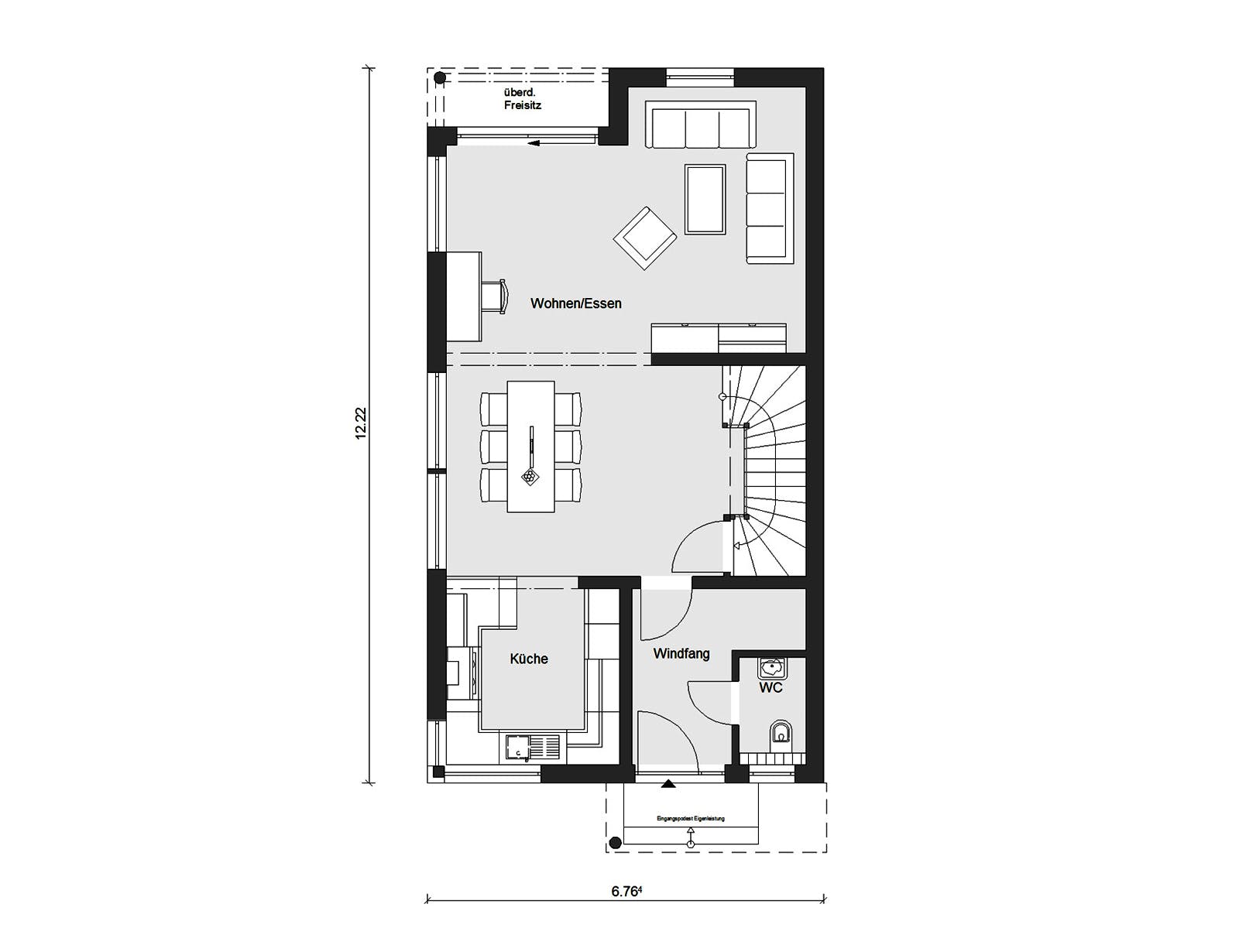 Fertighaus D 30-166.2 - Walmdach Doppelhaus von SchwörerHaus Schlüsselfertig ab 520400€, Stadtvilla Grundriss 1