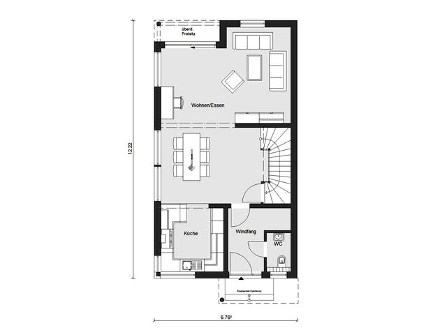 Fertighaus D 30-166.2 - Walmdach Doppelhaus von SchwörerHaus Schlüsselfertig ab 520400€, Stadtvilla Grundriss 1