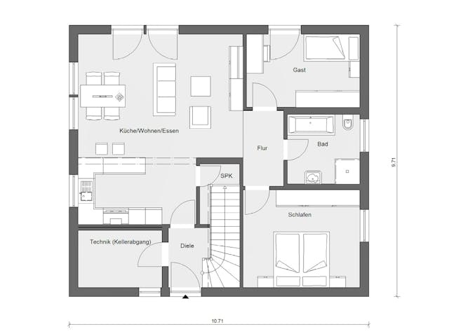 Fertighaus E 10-087.5 - Klassischer Bungalow von SchwörerHaus Schlüsselfertig ab 338992€, Bungalow Grundriss 1