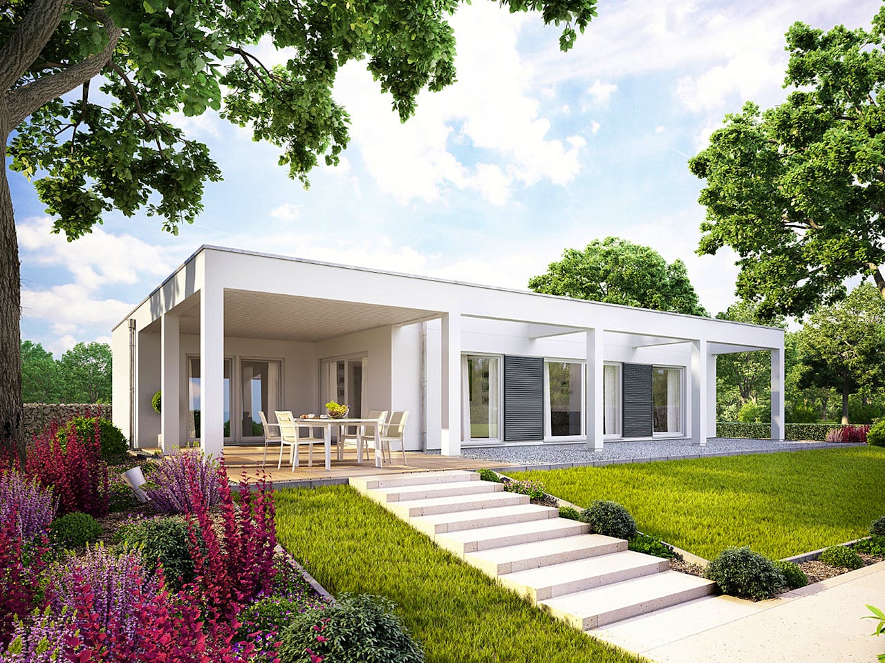 Fertighaus E 10-112.1 - Moderner Bungalow von SchwörerHaus Schlüsselfertig ab 430142€, Bungalow Außenansicht 1