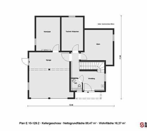 Fertighaus E 10-129.2 - Skandinavischer Bungalow von SchwörerHaus Schlüsselfertig ab 391314€, Bungalow Grundriss 2
