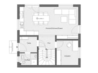 Grundriss kleines Haus mit Homeoffice im Erdgeschoss
