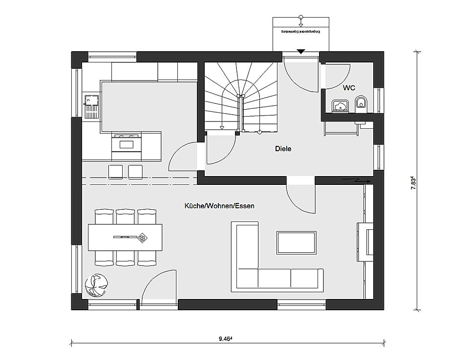 Fertighaus E 15-121.9 - Haus mit Satteldach von SchwörerHaus Schlüsselfertig ab 287000€, Satteldach-Klassiker Grundriss 1