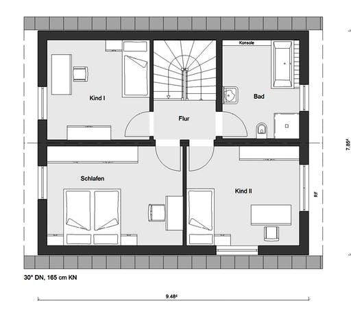 Fertighaus E 15-121.9 - Haus mit Satteldach von SchwörerHaus Schlüsselfertig ab 278586€, Satteldach-Klassiker Grundriss 2