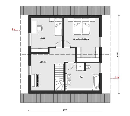 Fertighaus E 15-124.3 - Großzügiges Wohnen von SchwörerHaus Schlüsselfertig ab 298799€, Satteldach-Klassiker Grundriss 2
