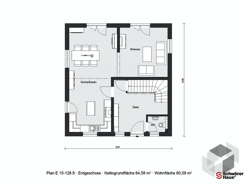 E 15-128.8 - Modernes Landhaus von SchwörerHaus Grundriss