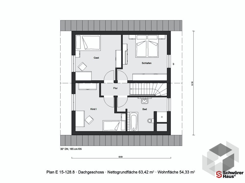 E 15-128.8 - Modernes Landhaus von SchwörerHaus Grundriss