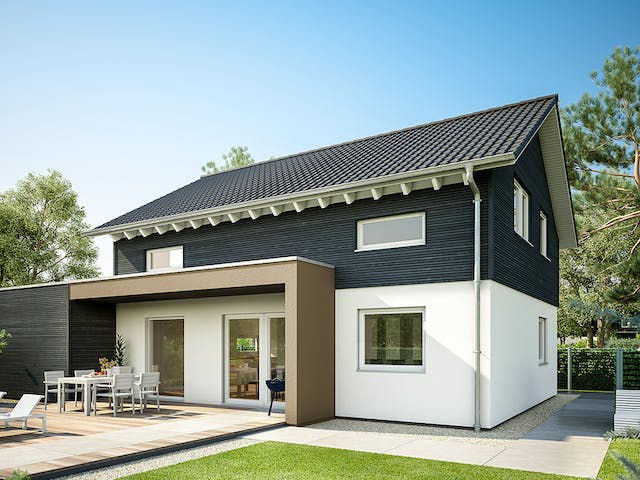 Fertighaus E 15-143.29 - Haus mit Vordach von SchwörerHaus - Österreich Schlüsselfertig ab 342540€, Außenansicht 1