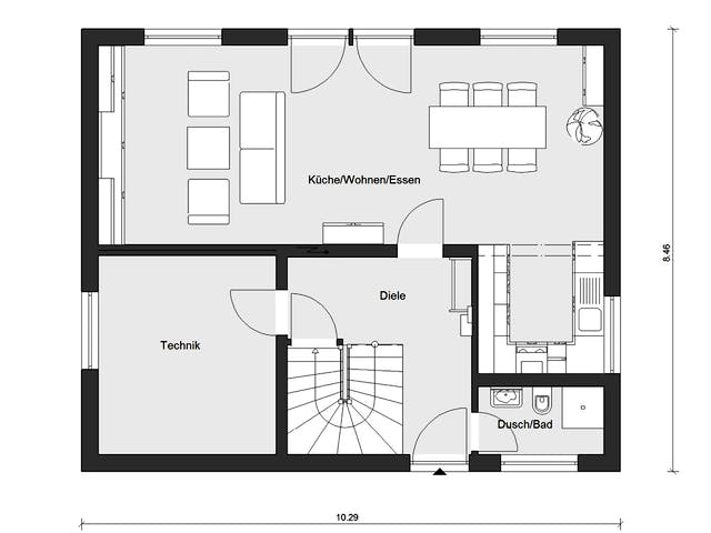Fertighaus E 15-143.29 - Haus mit Vordach von SchwörerHaus - Österreich Schlüsselfertig ab 342540€, Grundriss 1