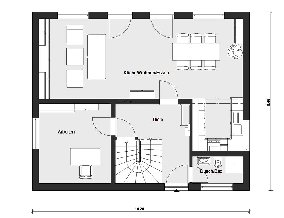 Fertighaus E 15-143.32 - Haus mit Flachdachgaube von SchwörerHaus Schlüsselfertig ab 343900€, Grundriss 1