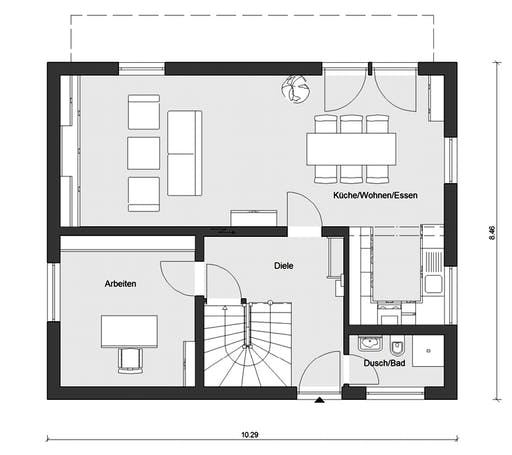 Fertighaus E 15-143.33 - Haus mit Pultdach von SchwörerHaus Schlüsselfertig ab 376050€, Pultdachhaus Grundriss 1