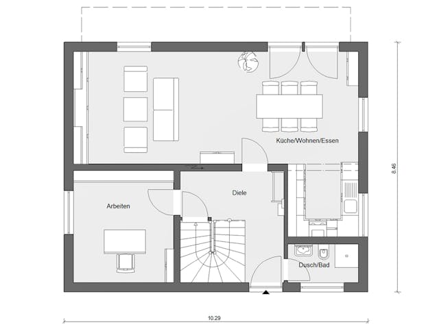 Fertighaus E 15-143.33 - Haus mit Pultdach von SchwörerHaus Schlüsselfertig ab 402530€, Pultdachhaus Grundriss 1