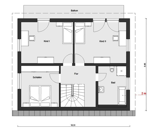 Fertighaus E 15-143.33 - Haus mit Pultdach von SchwörerHaus Schlüsselfertig ab 376050€, Pultdachhaus Grundriss 2