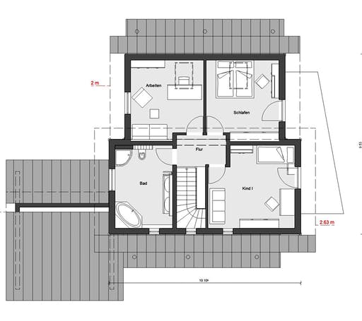 Fertighaus E 15-146.3 - Young Family Home 1 von SchwörerHaus Schlüsselfertig ab 471933€, Pultdachhaus Grundriss 2