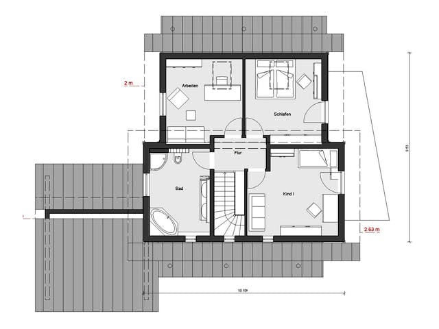 Fertighaus E 15-146.3 - Young Family Home 1 von SchwörerHaus Schlüsselfertig ab 494600€, Pultdachhaus Grundriss 2