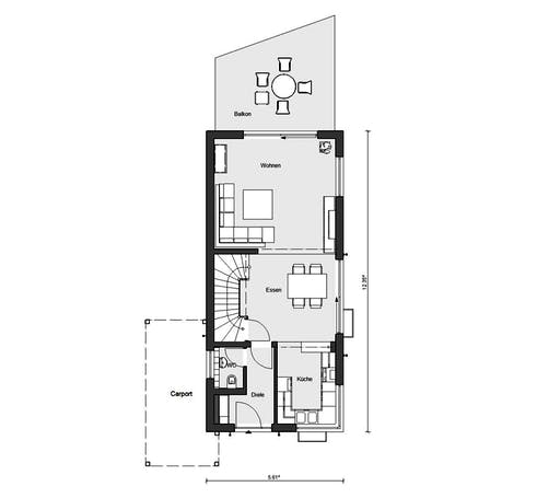 Fertighaus E 15-150.2 - Schmales Hauskonzept von SchwörerHaus Schlüsselfertig ab 360822€, Satteldach-Klassiker Grundriss 1