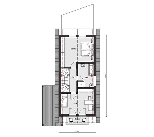 Fertighaus E 15-150.2 - Schmales Hauskonzept von SchwörerHaus Schlüsselfertig ab 360822€, Satteldach-Klassiker Grundriss 2