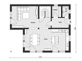 Fertighaus E 15-153.2 - Fertighaus mit Doppelgarage von SchwörerHaus Schlüsselfertig ab 456675€, Grundriss 1