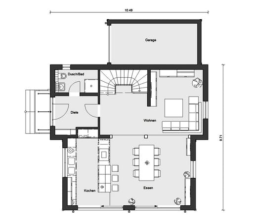 Fertighaus E 15-154.1 - Fertighaus mit Holz von SchwörerHaus Schlüsselfertig ab 426080€, Pultdachhaus Grundriss 1