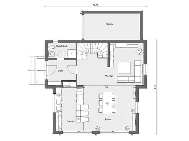 Fertighaus E 15-154.1 - Fertighaus mit Holz von SchwörerHaus Schlüsselfertig ab 455107€, Pultdachhaus Grundriss 1