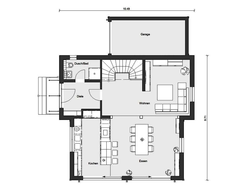 Fertighaus E 15-154.1 - Fertighaus mit Holz von SchwörerHaus Schlüsselfertig ab 439650€, Pultdachhaus Grundriss 1