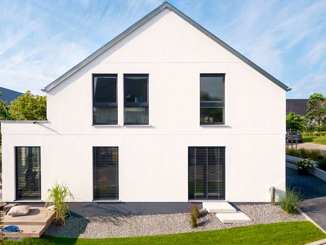 Fertighaus E 15-158.3 - Modernes Satteldachhaus von SchwörerHaus - Österreich Schlüsselfertig ab 416460€, Außenansicht 2