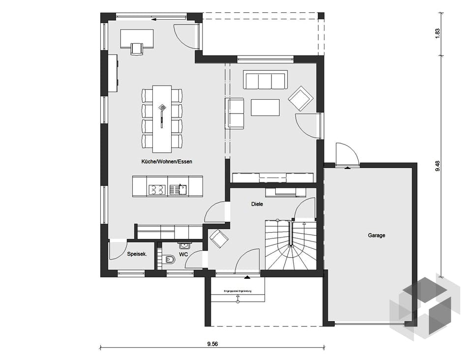 E 15-158.3 - Modernes Satteldachhaus von SchwörerHaus Grundriss