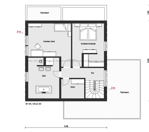 Fertighaus E 15-158.3 - Modernes Satteldachhaus von SchwörerHaus Schlüsselfertig ab 388520€, Satteldach-Klassiker Grundriss 2