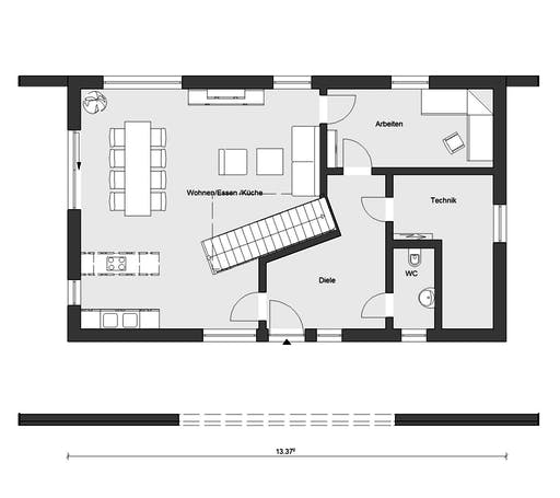 Fertighaus E 15-170.1 - Musterhaus Helmstorf von SchwörerHaus Schlüsselfertig ab 645992€, Satteldach-Klassiker Grundriss 1