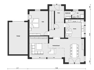 Fertighaus E 15-197.2 - Fertighaus mit Klinkerfassade von SchwörerHaus Schlüsselfertig ab 568042€, Grundriss 1