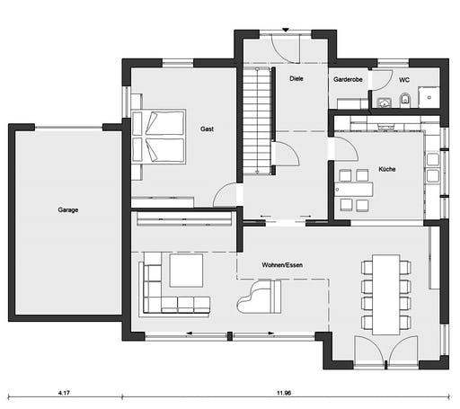 Fertighaus E 15-197.2 - Fertighaus mit Klinkerfassade von SchwörerHaus Schlüsselfertig ab 537653€, Grundriss 1
