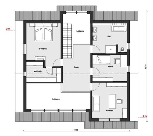Fertighaus E 15-197.2 - Fertighaus mit Klinkerfassade von SchwörerHaus Schlüsselfertig ab 537653€, Grundriss 2