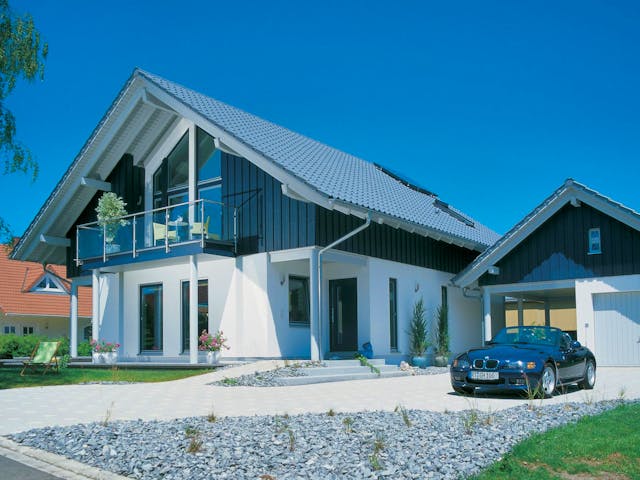 Fertighaus E 15-205.1 - Haus mit Wintergarten von SchwörerHaus Schlüsselfertig ab 576747€, Außenansicht 2