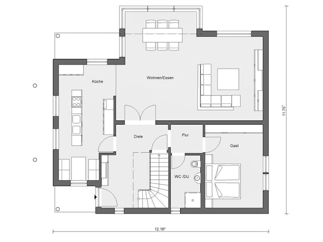 Fertighaus E 15-205.1 - Haus mit Wintergarten von SchwörerHaus Schlüsselfertig ab 588340€, Satteldach-Klassiker Grundriss 1