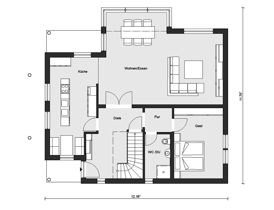 Fertighaus E 15-205.1 - Haus mit Wintergarten von SchwörerHaus Schlüsselfertig ab 566550€, Satteldach-Klassiker Grundriss 1