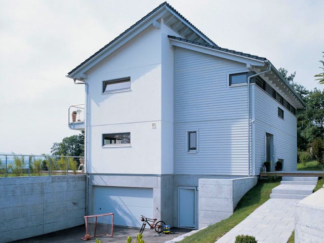 Fertighaus E 15-217.1 - Fertighaus mit 200 qm von SchwörerHaus Schlüsselfertig ab 630242€, Pultdachhaus Außenansicht 3