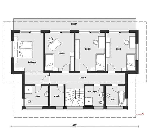 Fertighaus E 15-217.1 - Fertighaus mit 200 qm von SchwörerHaus Schlüsselfertig ab 597828€, Pultdachhaus Grundriss 2