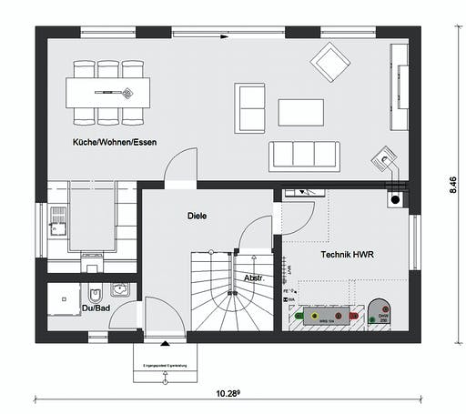 Fertighaus E 15-143.26 - Holz Fertighaus von SchwörerHaus Schlüsselfertig ab 393047€, Satteldach-Klassiker Grundriss 1