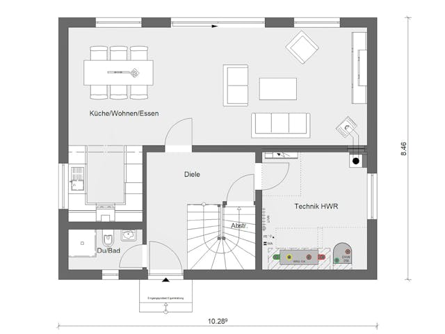 Fertighaus E 15-143.26 - Holz Fertighaus von SchwörerHaus Schlüsselfertig ab 360275€, Satteldach-Klassiker Grundriss 1