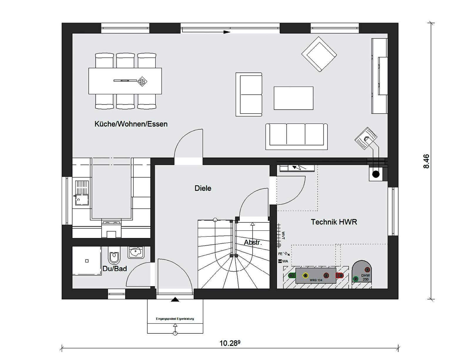 Fertighaus E 15-143.26 - Holz Fertighaus von SchwörerHaus Schlüsselfertig ab 417800€, Satteldach-Klassiker Grundriss 1