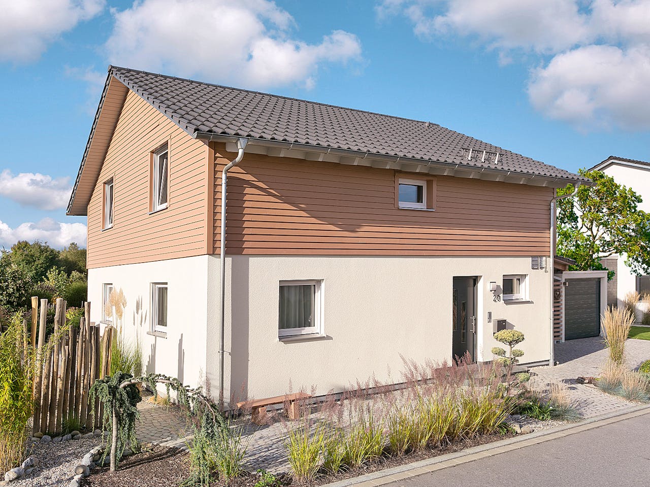 Fertighaus E 15-150.6 - Aktionshaus mit Sonneninsel von SchwörerHaus Schlüsselfertig ab 365653€, Außenansicht 1