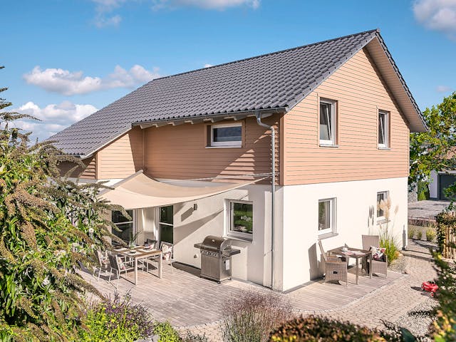 Fertighaus E 15-150.6 - Aktionshaus mit Sonneninsel von SchwörerHaus Schlüsselfertig ab 365653€, Außenansicht 3