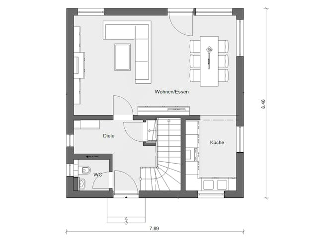 Fertighaus E 20-108.4 - Stadtvilla von SchwörerHaus Schlüsselfertig ab 313947€, Stadtvilla Grundriss 1