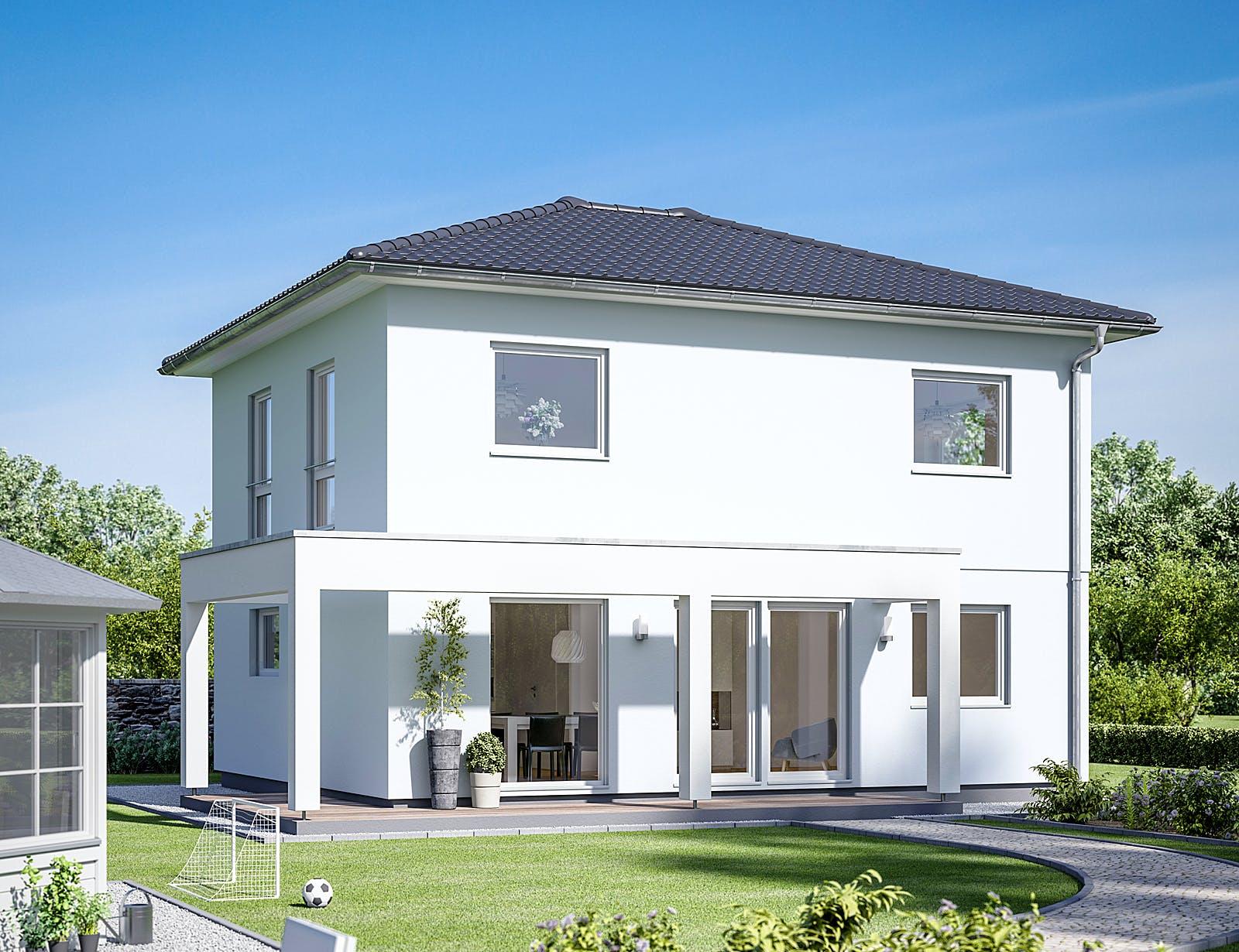 Fertighaus E 20-120.4 - Stadtvilla von SchwörerHaus Schlüsselfertig ab 299200€, Stadtvilla Außenansicht 1