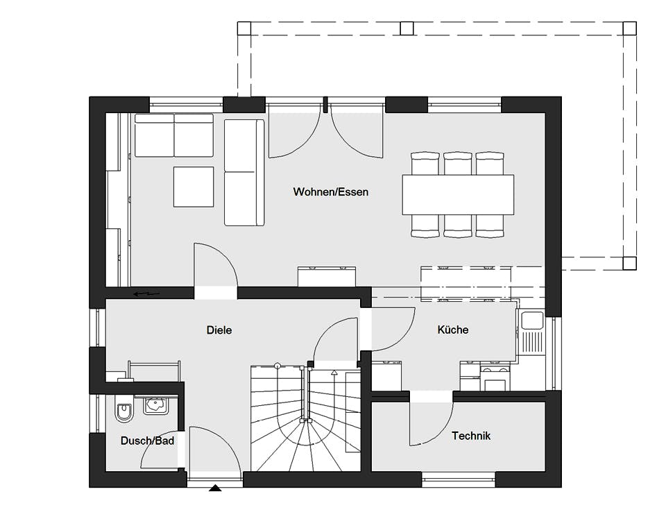 Fertighaus E 20-120.4 - Stadtvilla von SchwörerHaus Schlüsselfertig ab 299200€, Stadtvilla Grundriss 1